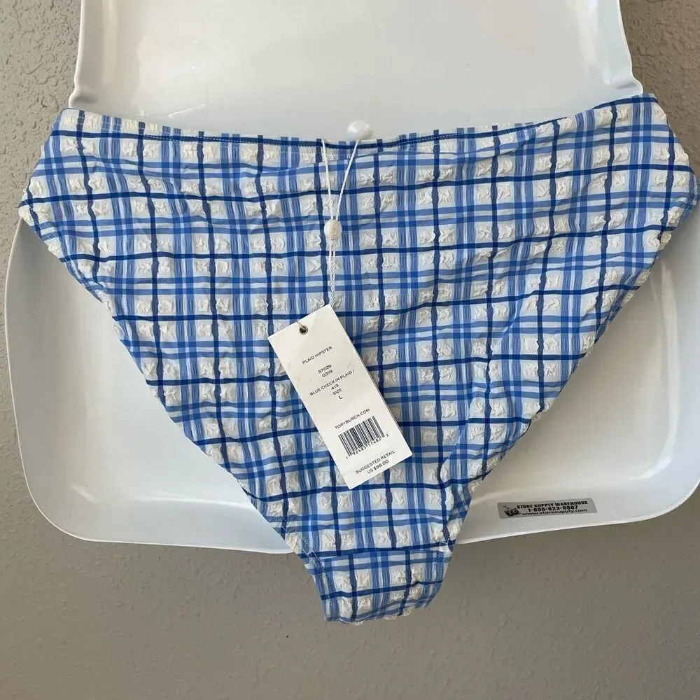 NWT Trey Burch Plaid Hipster Bikini Bottoms Size L
